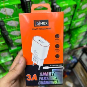 Chargeur rapide Dinex A303 3A + câble (Type-C, V8, iPhone)