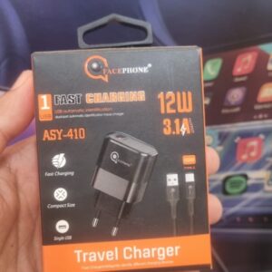 Chargeur Facephone ASY-410 12W 3.1A + câble Type-C