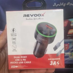 Chargeur voiture Revoox 3A – USB QC 3.0 + PD + câble micro-USB