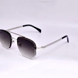 Lunettes aviateur demi-cerclées argentées – dégradé gris
