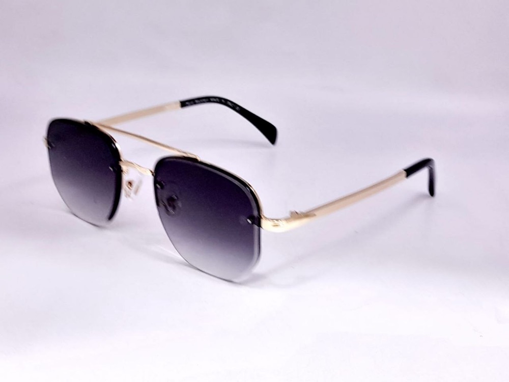 Lunettes aviateur demi-cerclées dorées – dégradé gris