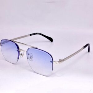 Lunettes aviateur demi-cerclées argentées – verres bleus