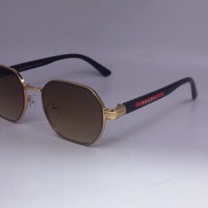 Lunettes hexagonales dorées – verres marron