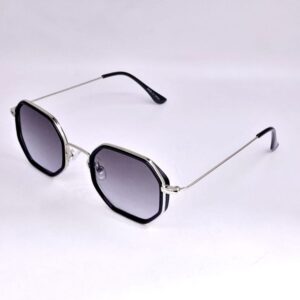 Lunettes octogonales argent & noir – dégradé gris