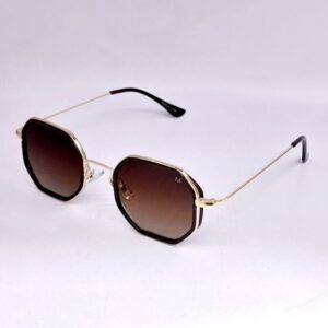 Lunettes octogonales doré & marron – dégradé marron