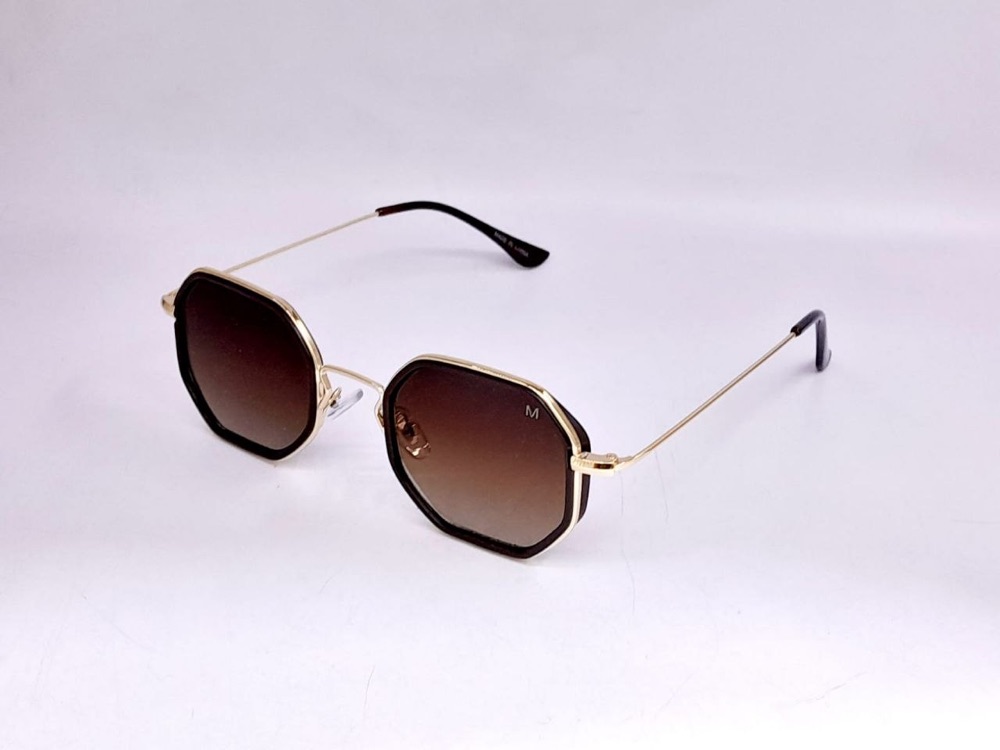 Lunettes octogonales doré & marron – dégradé marron