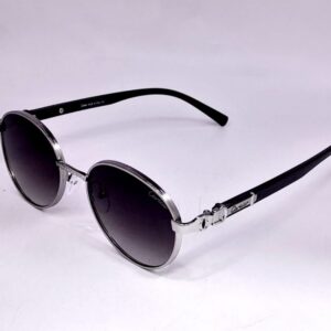 Lunettes rondes métal argenté – branches noires