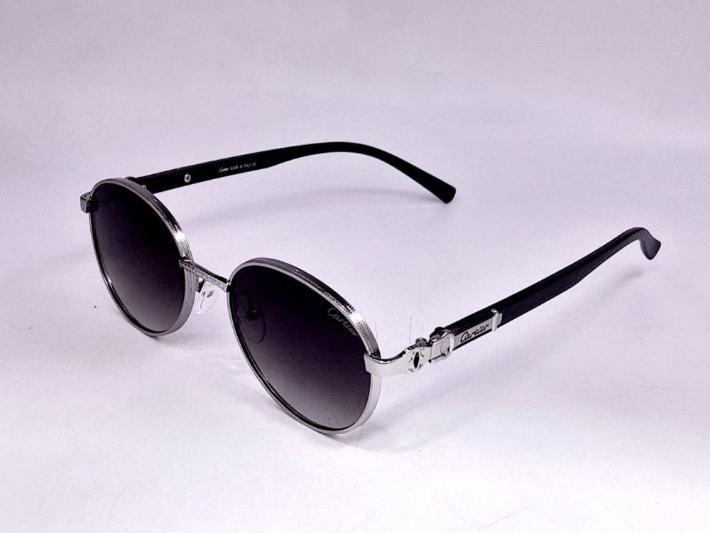 Lunettes rondes métal argenté – branches noires