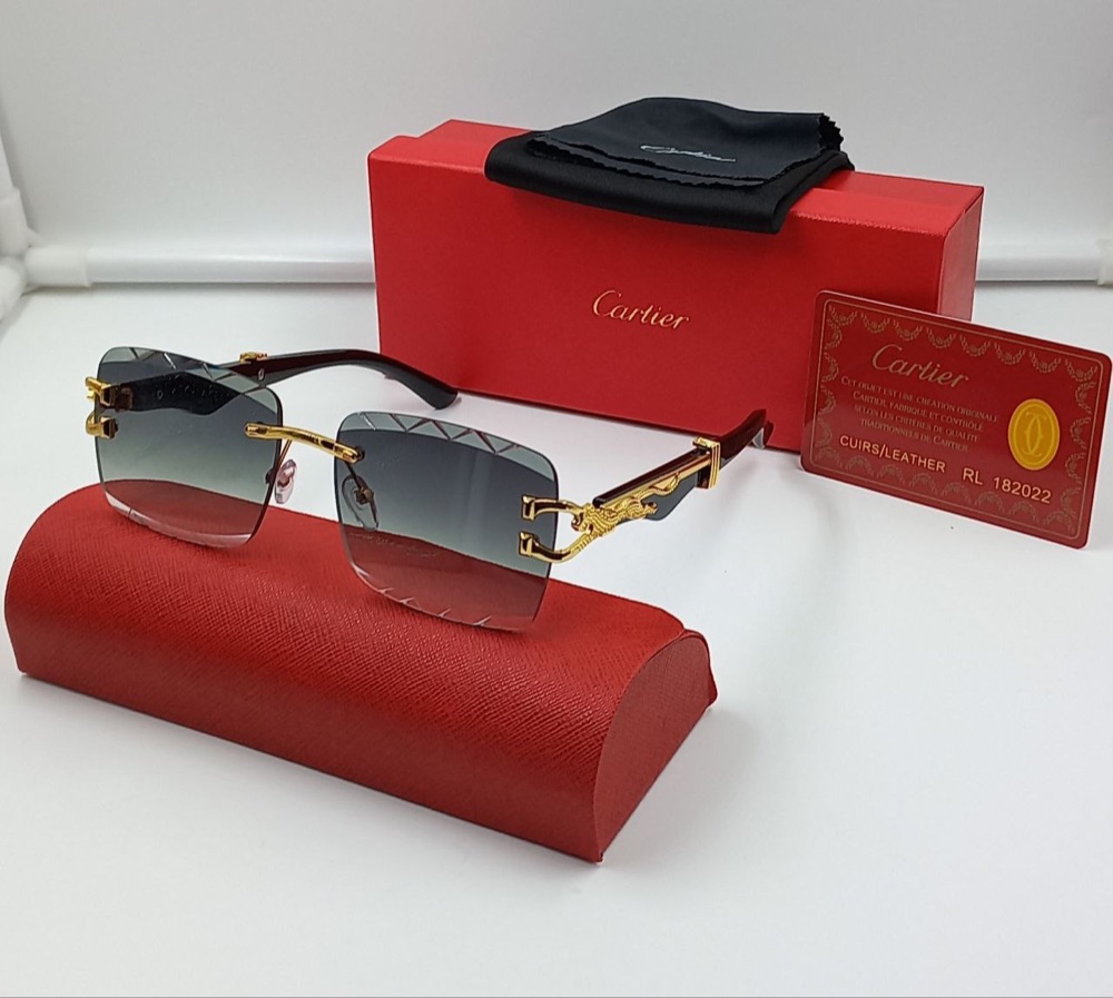 Lunettes sans monture – branches panthère dorées
