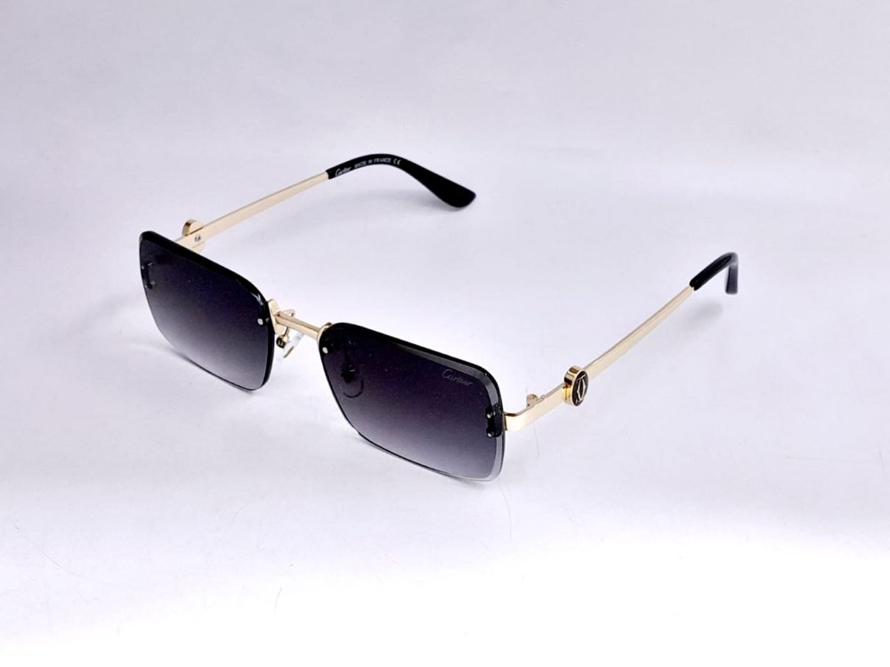 Lunettes sans monture rectangulaires dorées – dégradé gris