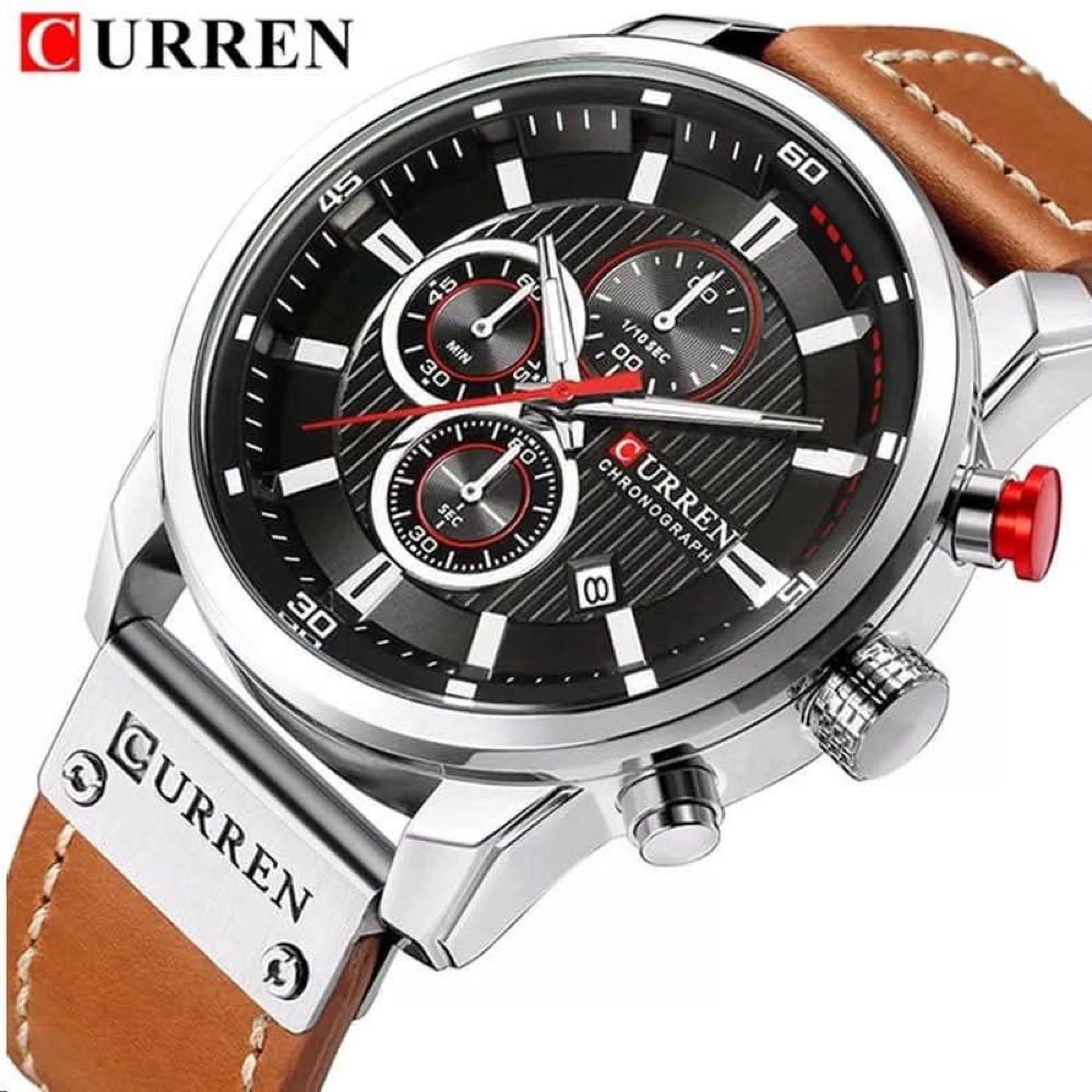 Montre Curren chronographe – cuir marron