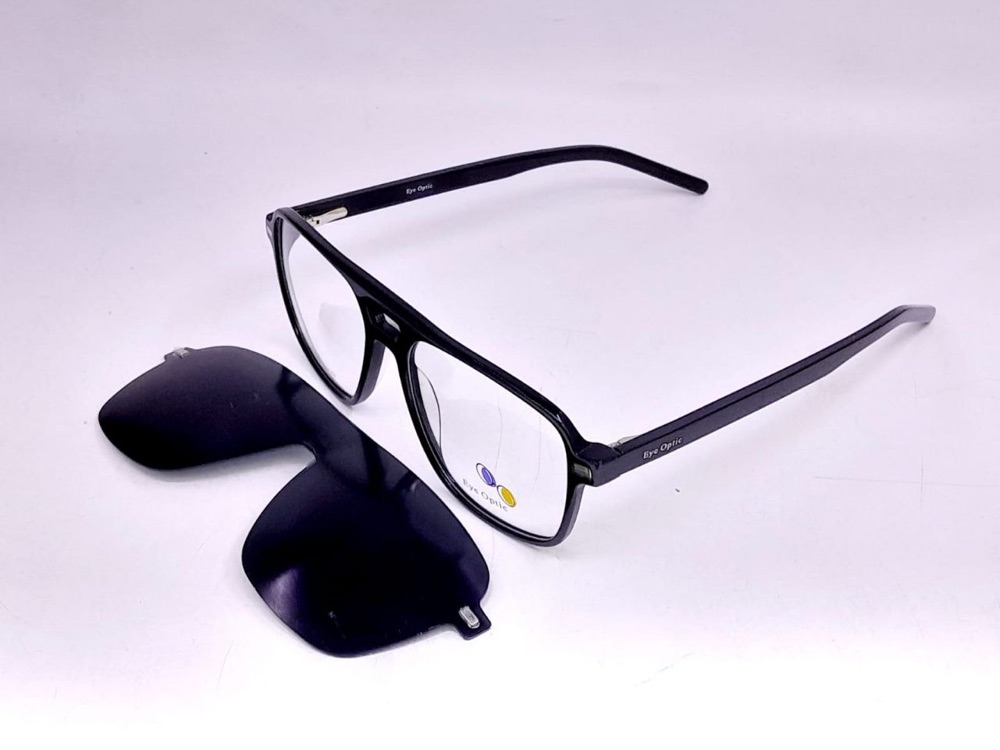 Monture aviateur noire + clip solaire
