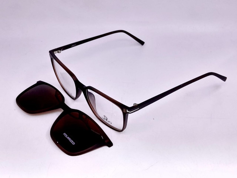 Monture marron + clip solaire polarisé marron
