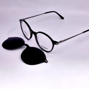 Monture ronde noire + clip solaire