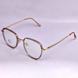 Monture carrée arrondie dorée & taupe