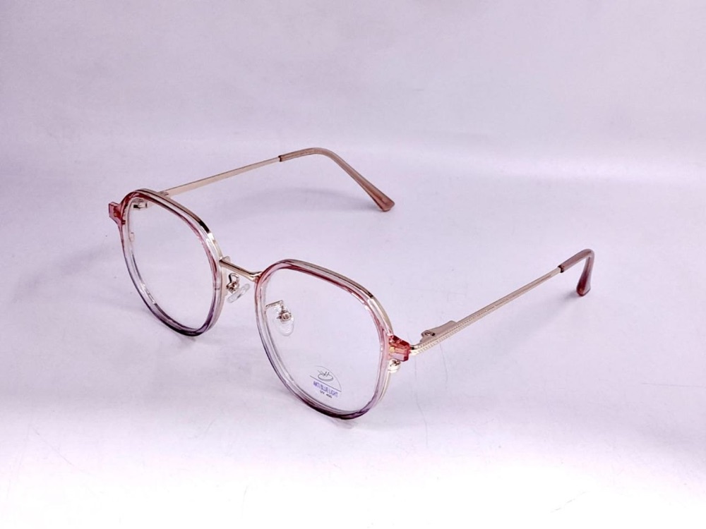 Monture rose transparente – branches dorées